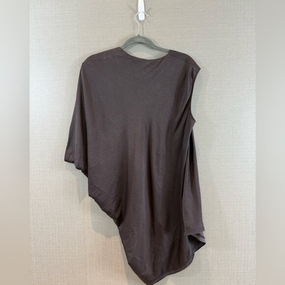 Helmut Lang Brown Satin Asymmetric Draped Blouse Top - Picture 5 of 11